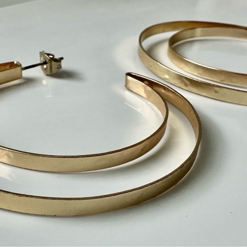Anthropologie Large Carved Crescent Earrings in Gold - Holiday Event, Boho Style